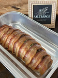 Bacon Wrapped Stuffed Pork Tenderloin with Spinach, Mushrooms & Italian Sausage (Serves 4-6)