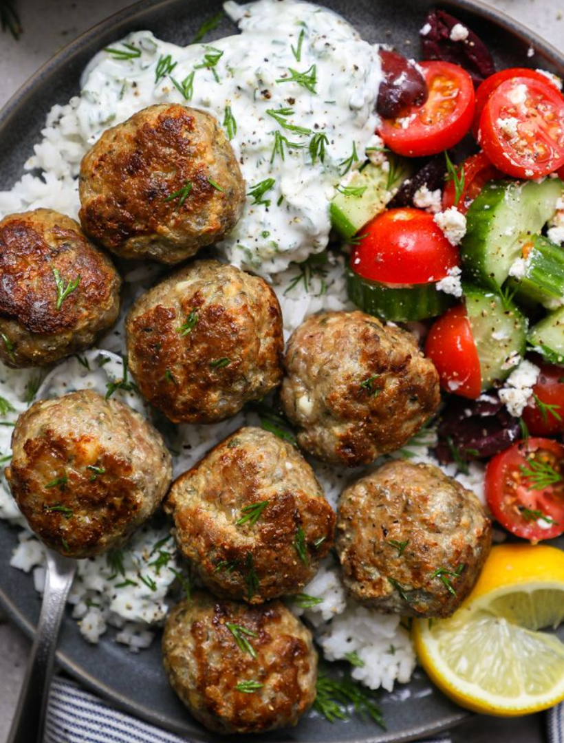 Greek Turkey Meatballs with Tzatziki Sauce