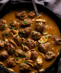 Salisbury Steak Meatballs with Mushroom Gravy (Serves 4-6)