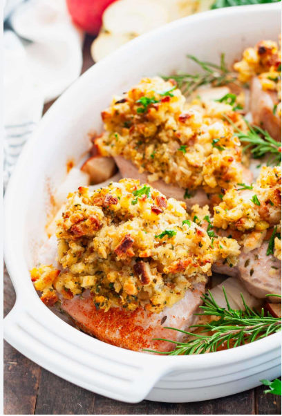 Stuffing Topped Boneless Pork Chops (Serves 4-6)